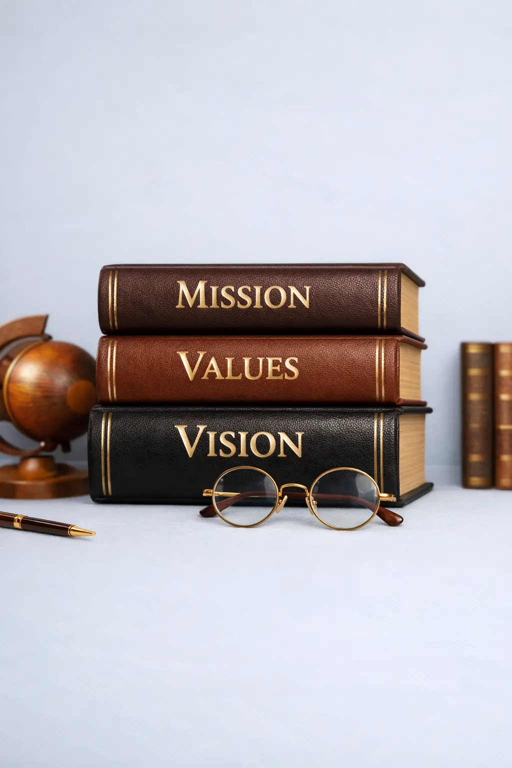 Missions and Values framework - Classical scales of justice balanced on heavy law books